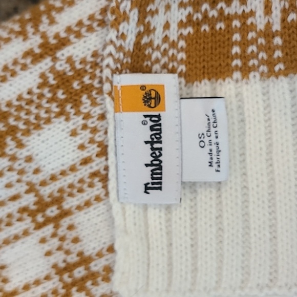Timberland Plaid Scarf in Camel and Cream - Picture 4 of 4
